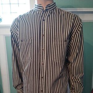 Van Heusen 100 % Cotton Stripe Long Sleeve Shirt Size L